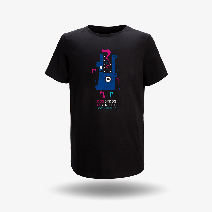 dogydog blue tee shirt design by Manito/Maneeto