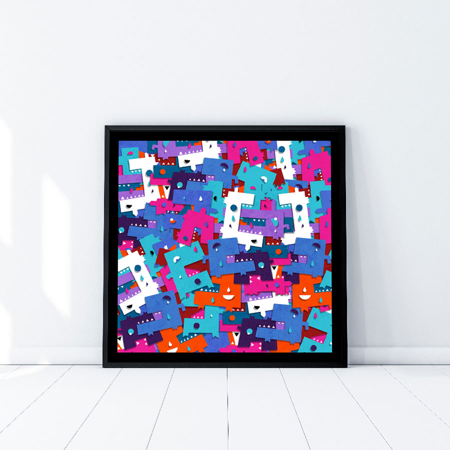MonstroBloK Art Framed by Manito/Maneeto